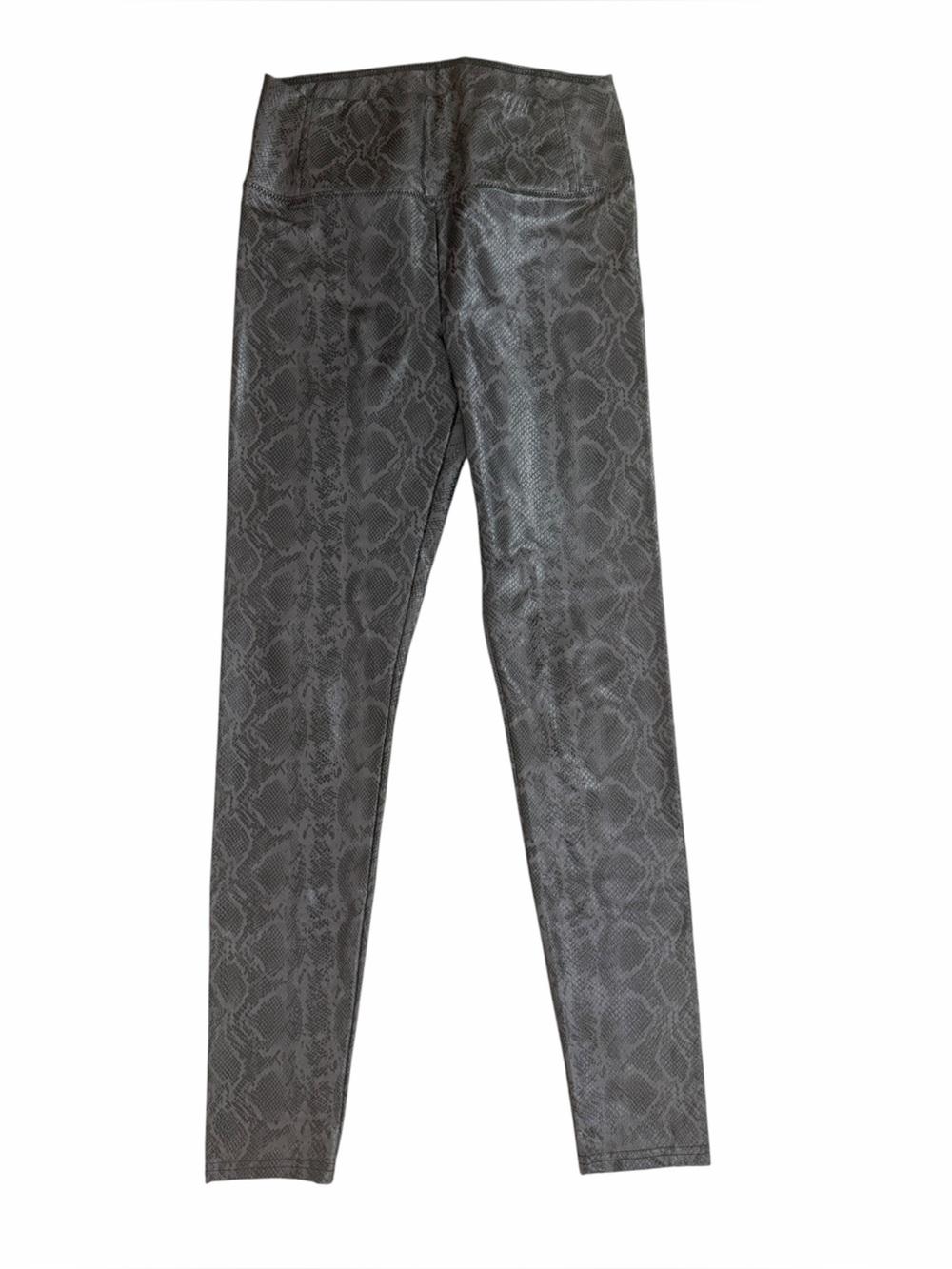 7 For All Mankind Gray Snake-Print Skinny Jeans Faux Leather